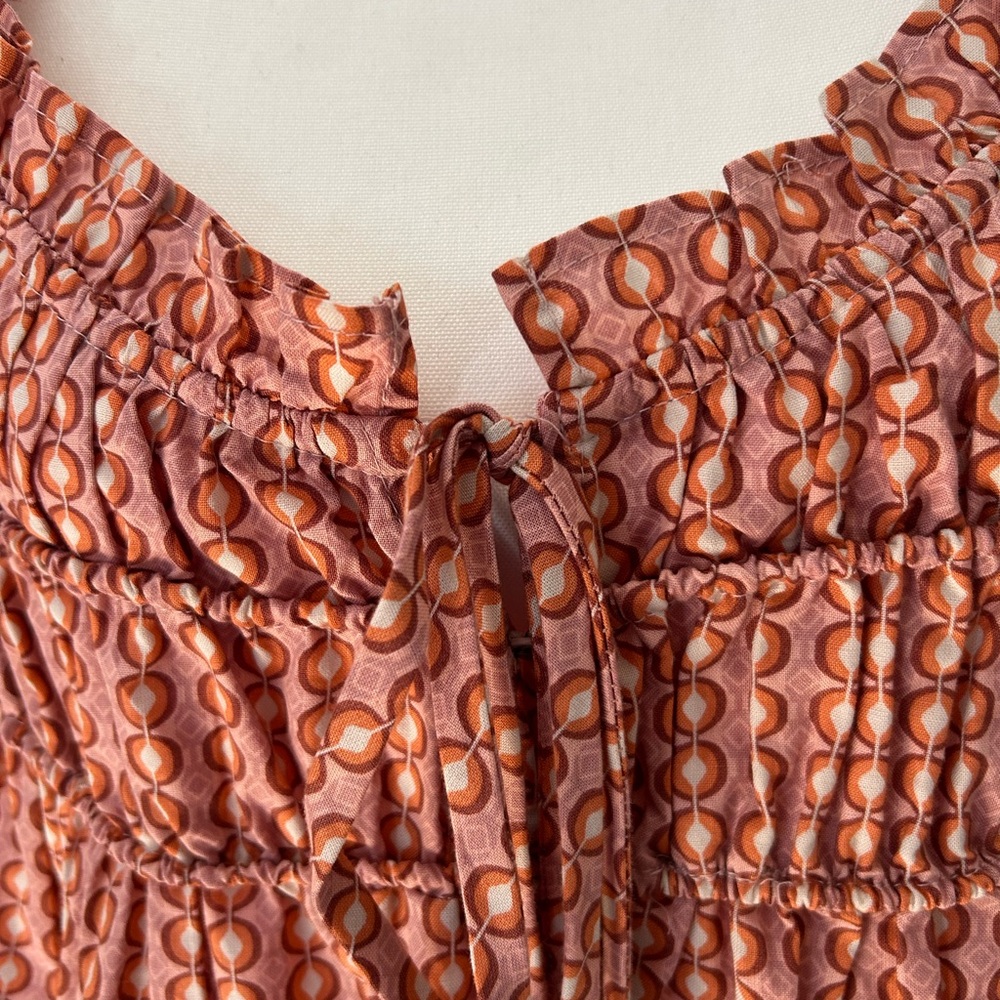 Free People Dusty Pink Geo Smocked Babydoll Mini Dress - Picture 8 of 11